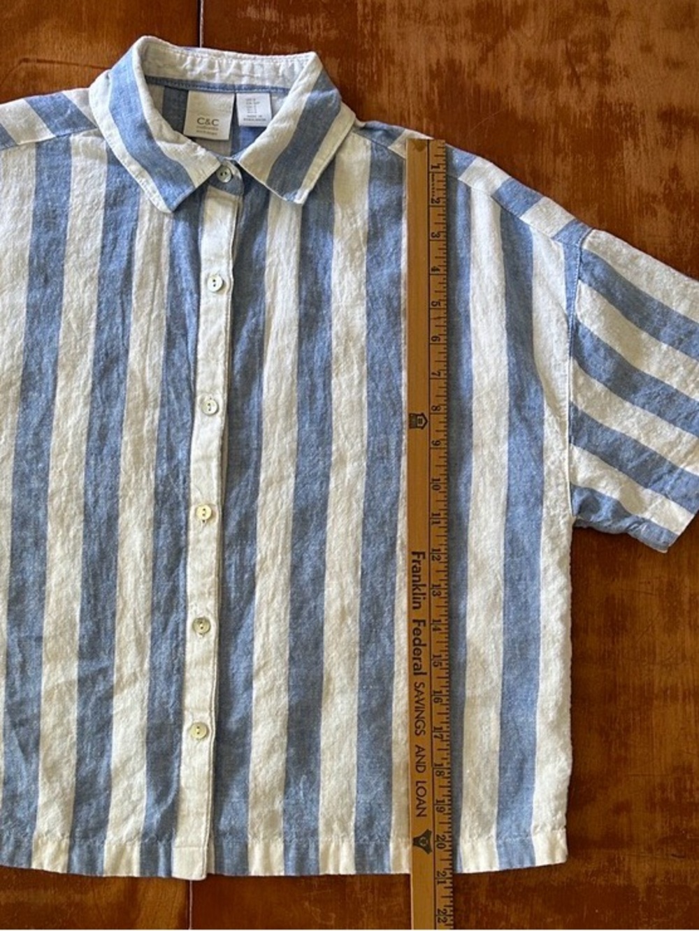C&C California Striped Linen Top Sz Small - Picture 7 of 7
